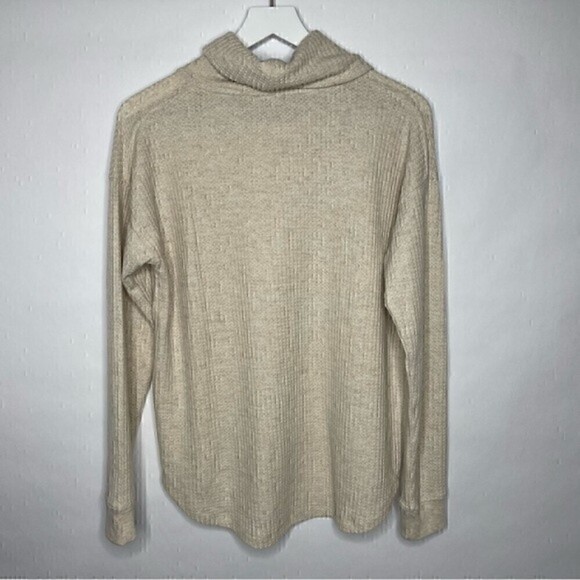 Anthropologie Splendid Waffle Cowl Neck Long Sleeve Top Sweater - Picture 3 of 3